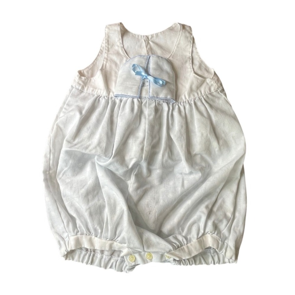 Vintage ABSORBA BABY ROMPER France Peek-A-Boo Embroidered Panel 12 Months (1an)